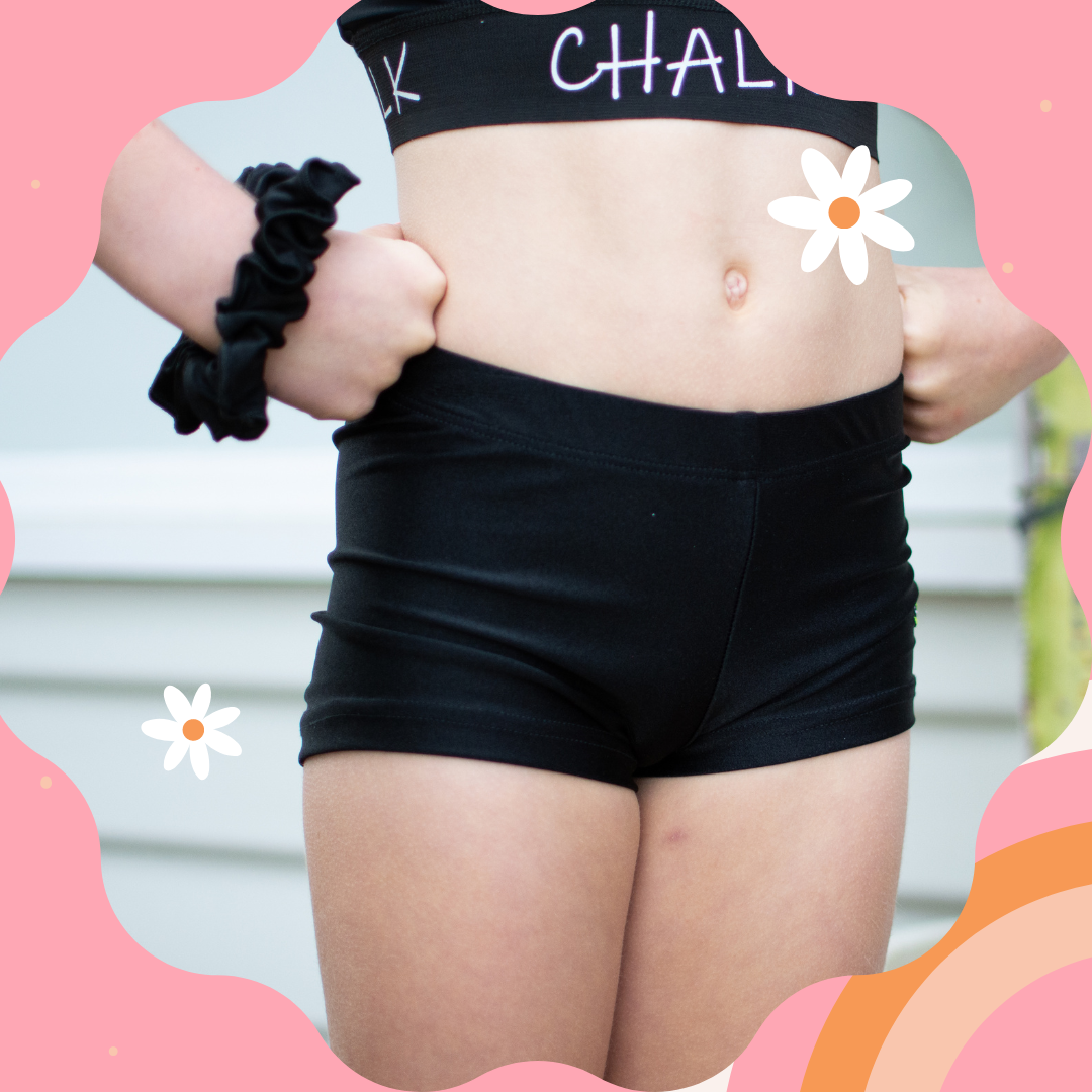 Girls black top lycra shorts
